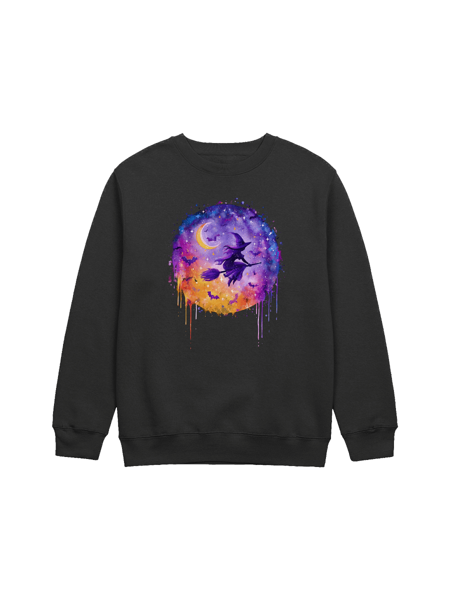Witch Flying Across Moon Sweatshirt – Lane Seven Premium Crewneck, Purple Galaxy Halloween Witchcore, Celestial Autumn Cozy Pullover product image (4)