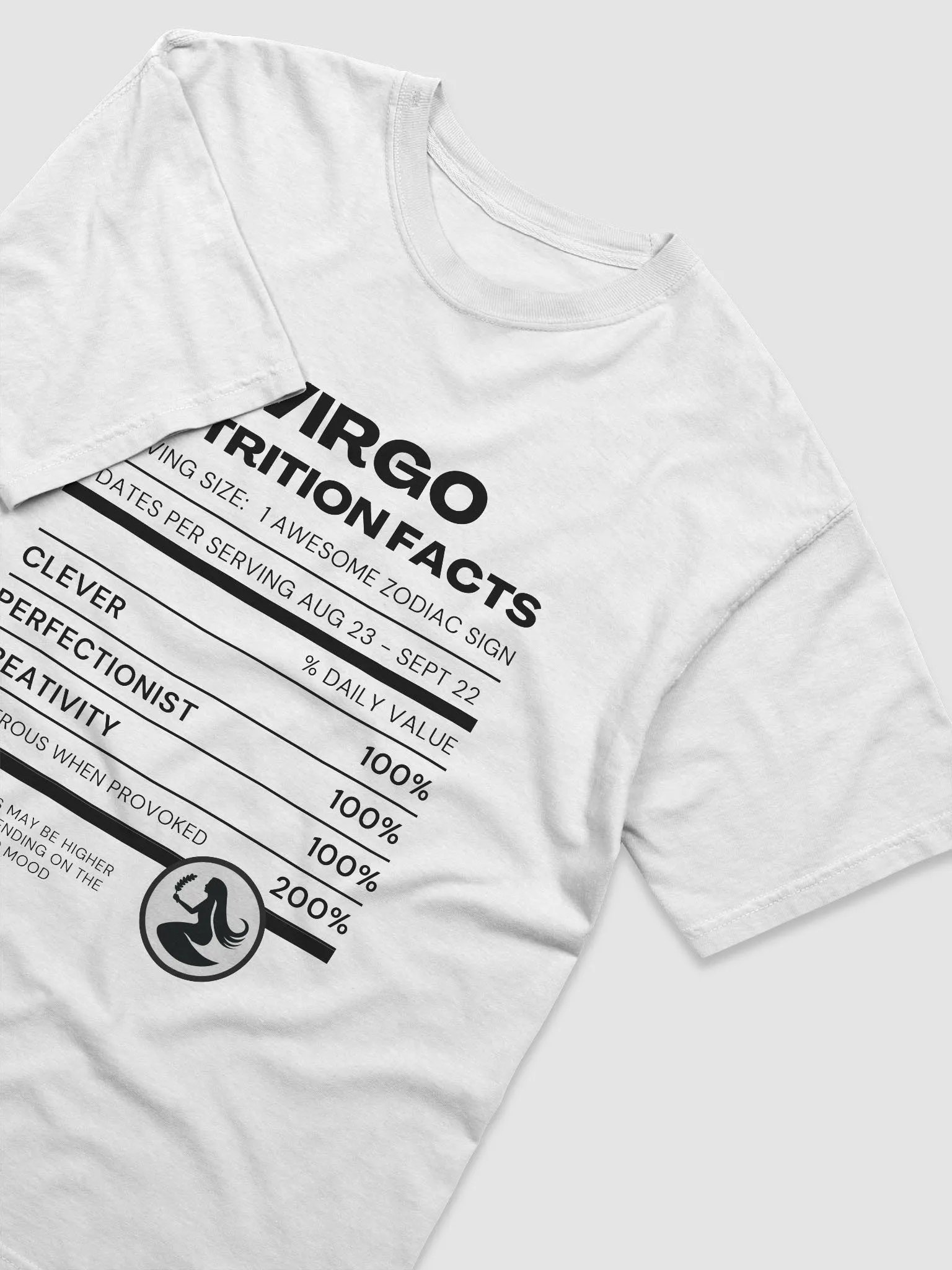 Virgo Nutrition Facts T-Shirt (Black Writing) product image (15)