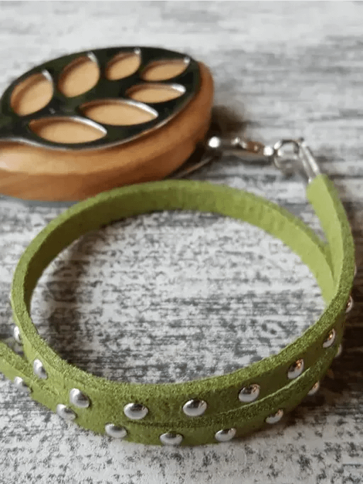 Spring Green Faux Suede Stud Wrap Bracelet | Handmade Accessory for Bellabeat Leaf Urban & Ivy product image (2)