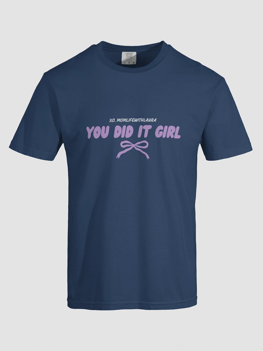 You Did it Girl Bow Comfort Colors Tee - Lilac/True Navy product image (5)