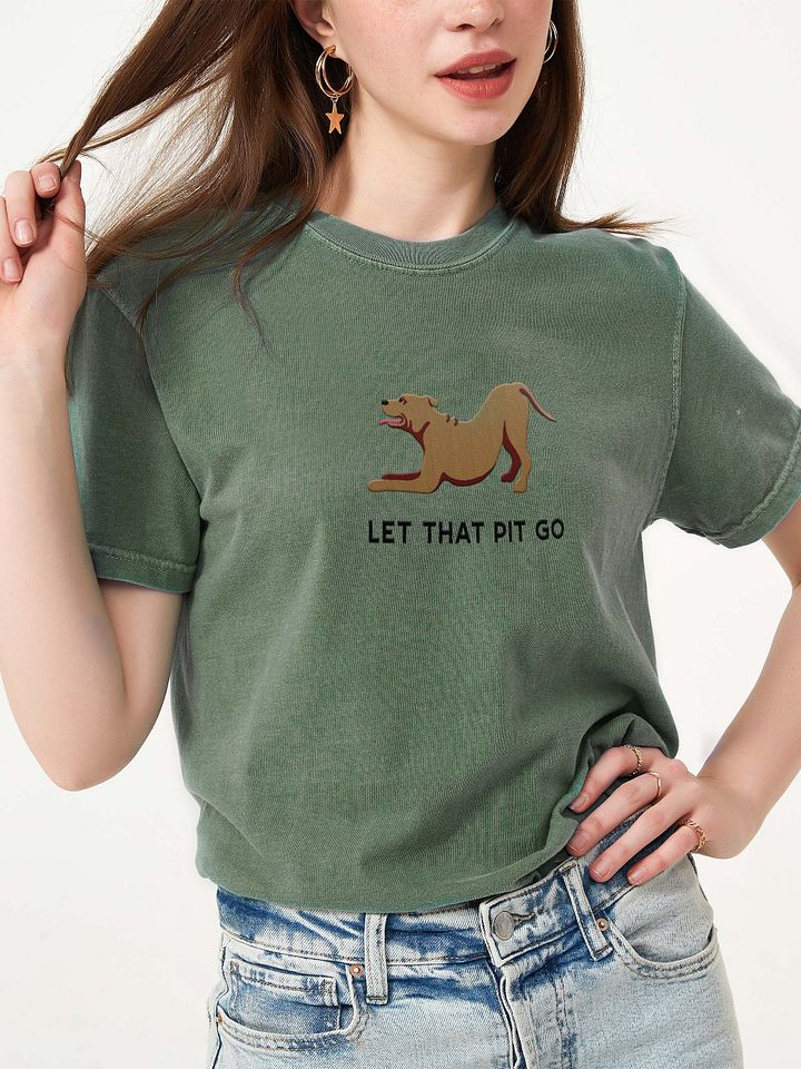 Let That Pit Go T-Shirt(Embroidered) of a Pitbull Terrier(Red) product image (2)