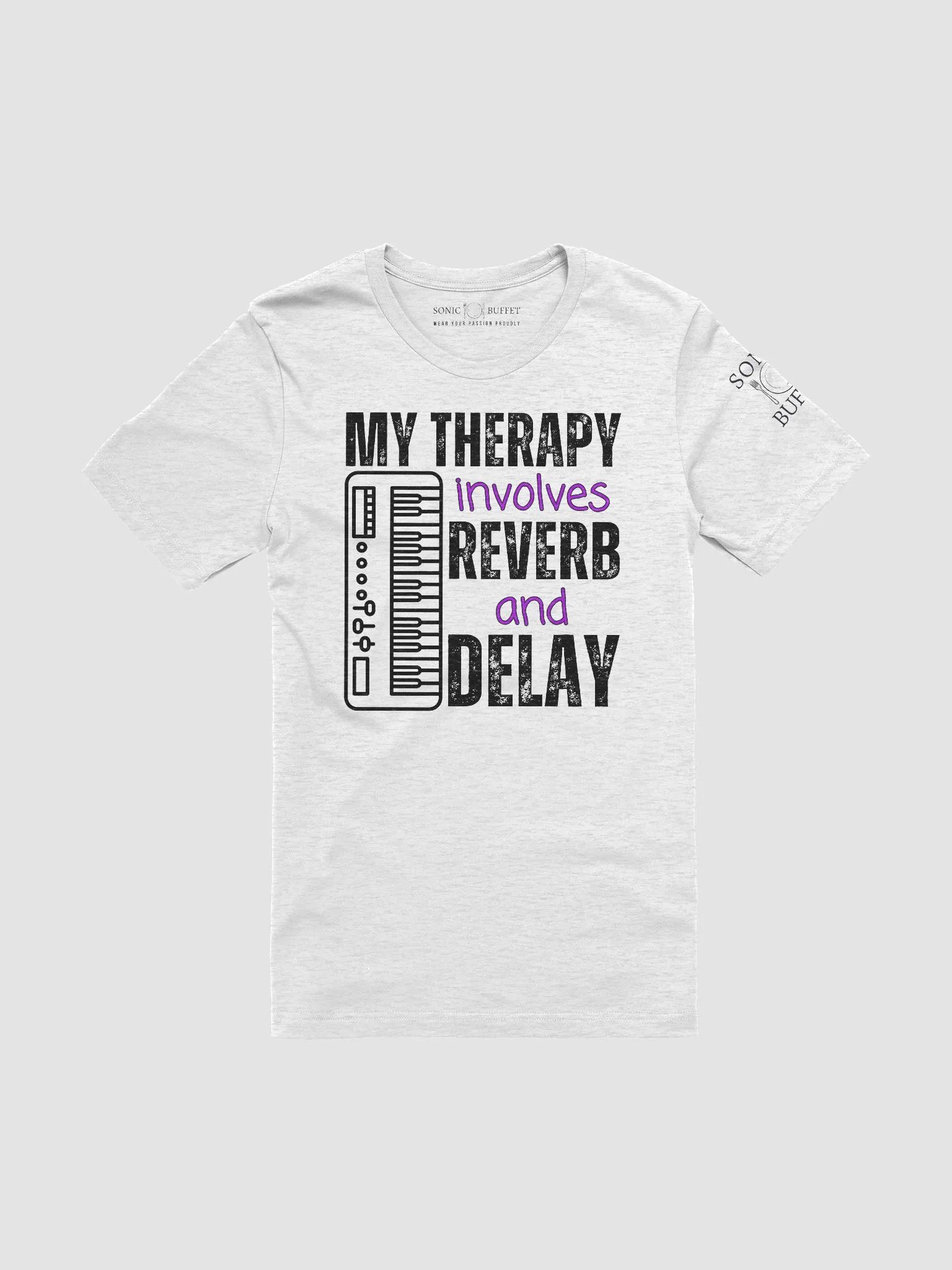 "My Therapy Involves Reverb and Delay" T-Shirt (light colors) product image (1)