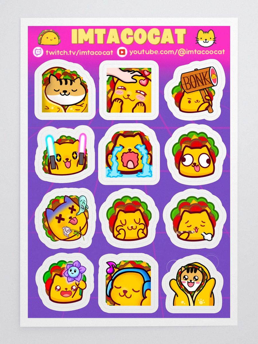 Cutie TacoCat Emote Sticker Sheet product image (3)
