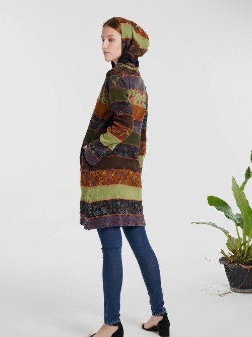 Women's Long Sleeve Shroom Patchwork Tunic Zip Hoodie product image (3)