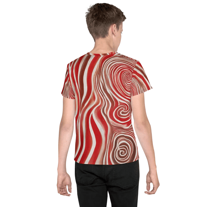 Funky Red Liquid Explosion Tie-Dye Youth Crew Neck Tee product image (2)