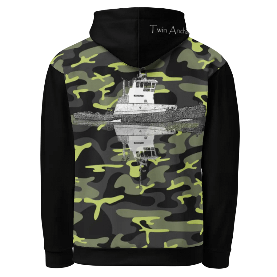 black & Green Camouflage Westrac tug Hoodie product image (4)