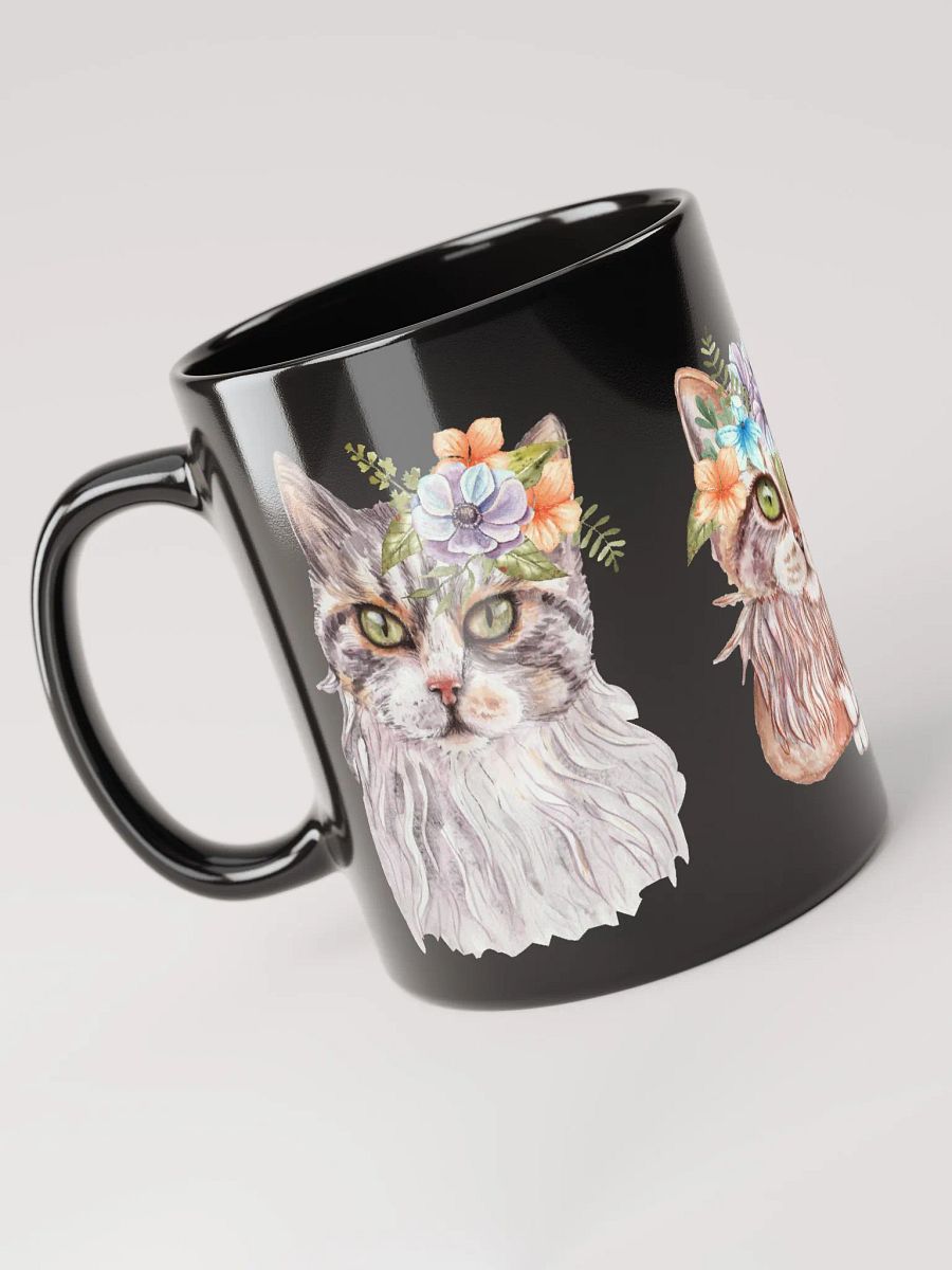 Cat and Flowers Watercolor Artistic Mug product image (3)