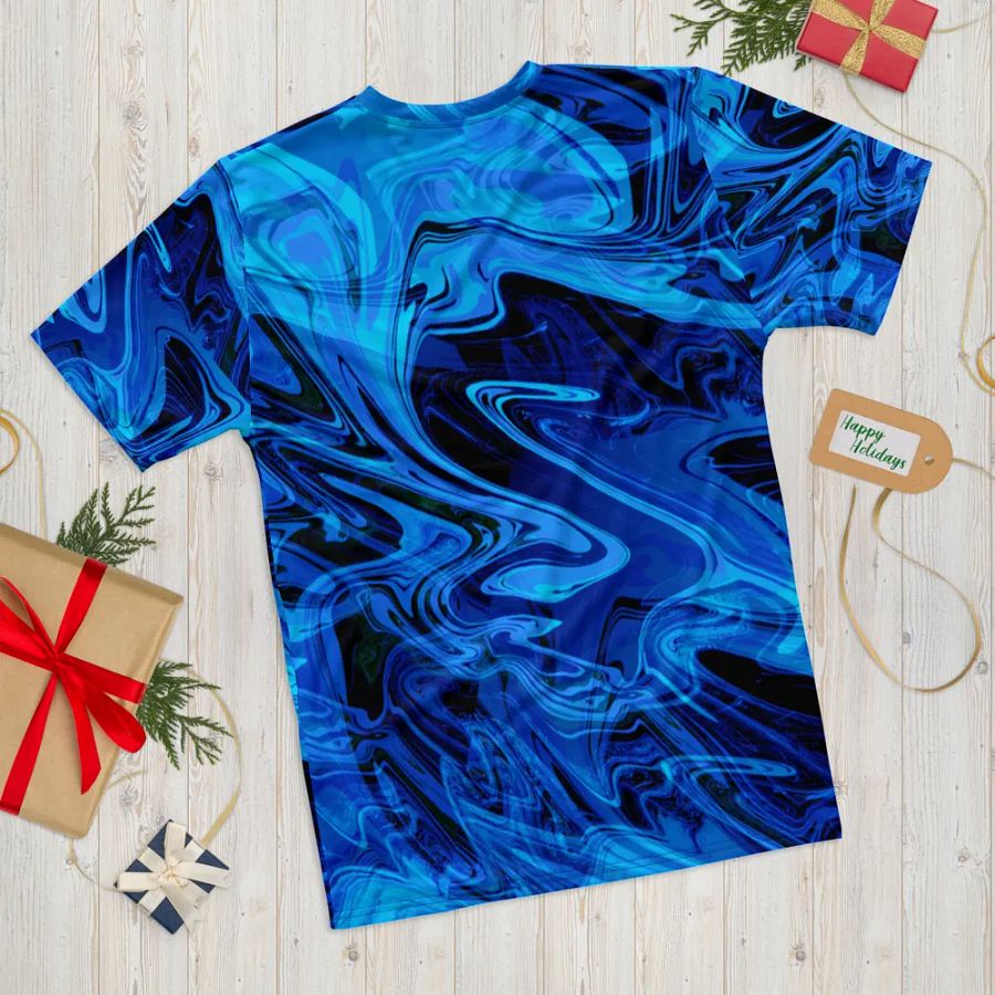 Blue and Black Swarm Pattern Urban Design T-Shirt product image (12)