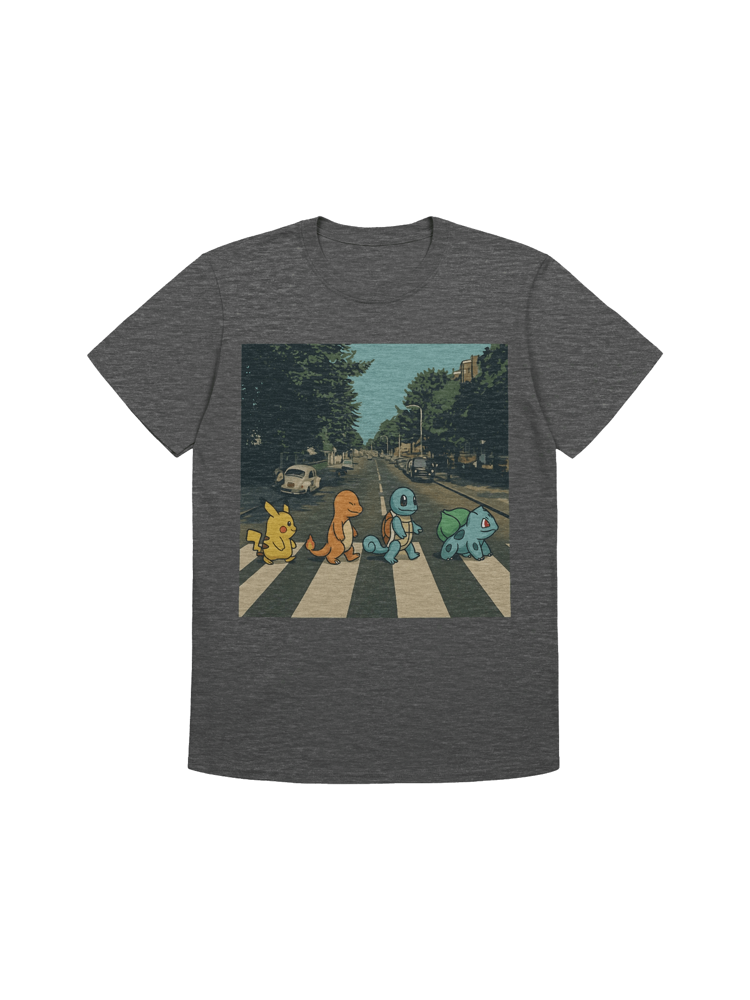 🚦 Abbey Road Pokémon Parody T-Shirt – Pikachu, Charmander, Squirtle & Bulbasaur Cross the Street product image (7)