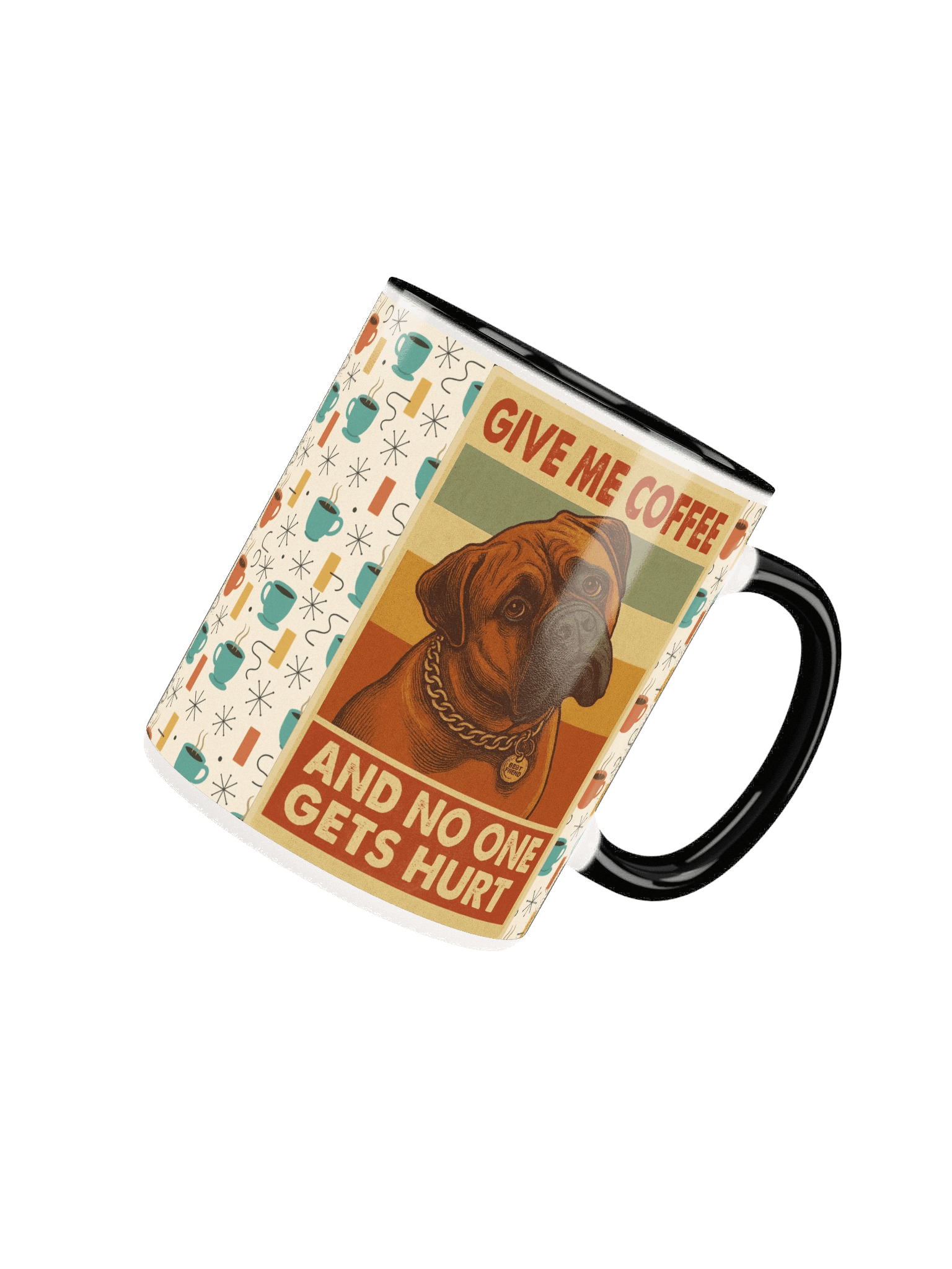 Dog Humor Coffee Mug – “Give Me Coffee and No One Gets Hurt” |Mid Century Modern Retro Dog Lover Cup product image (15)