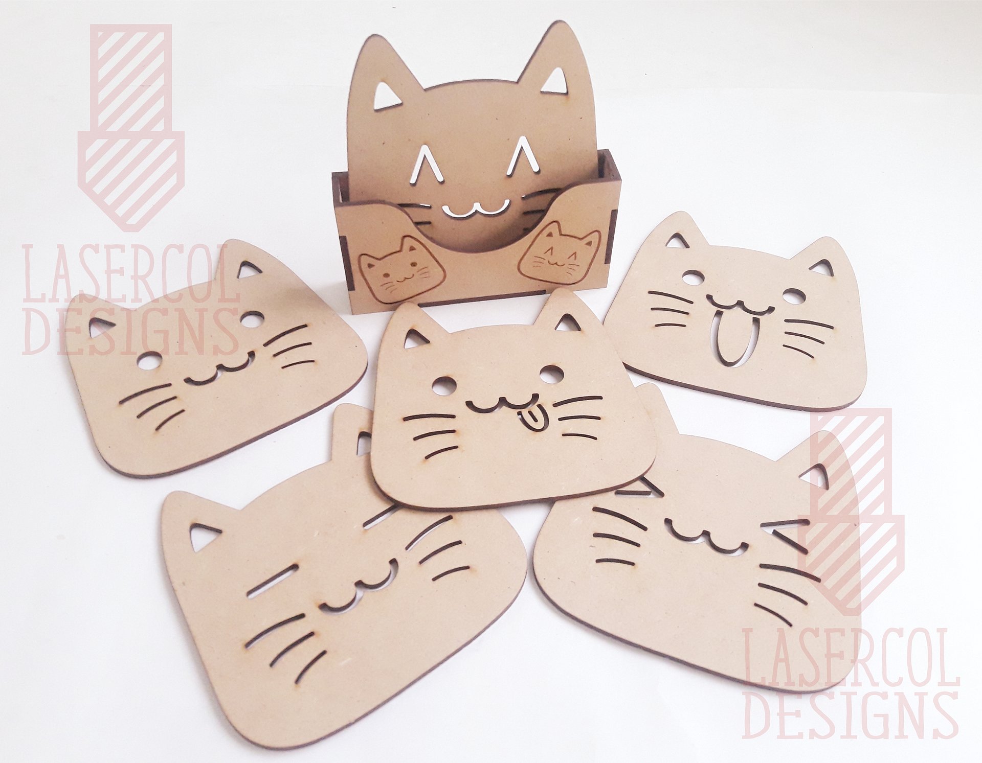 Cute Cat Coasters (6) Set 2 - Laser Cut Files product image (2)