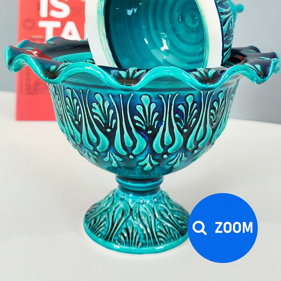 Ceramic turquoise sugar bowl — handmade pottery, handmade ceramic, home decor, handmade gift, Turkish ceramic product image (6)