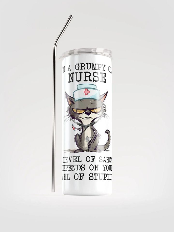 Grumpy Nurse Cat Tumbler: Sarcasm Level - Nurse Approved! product image (1)