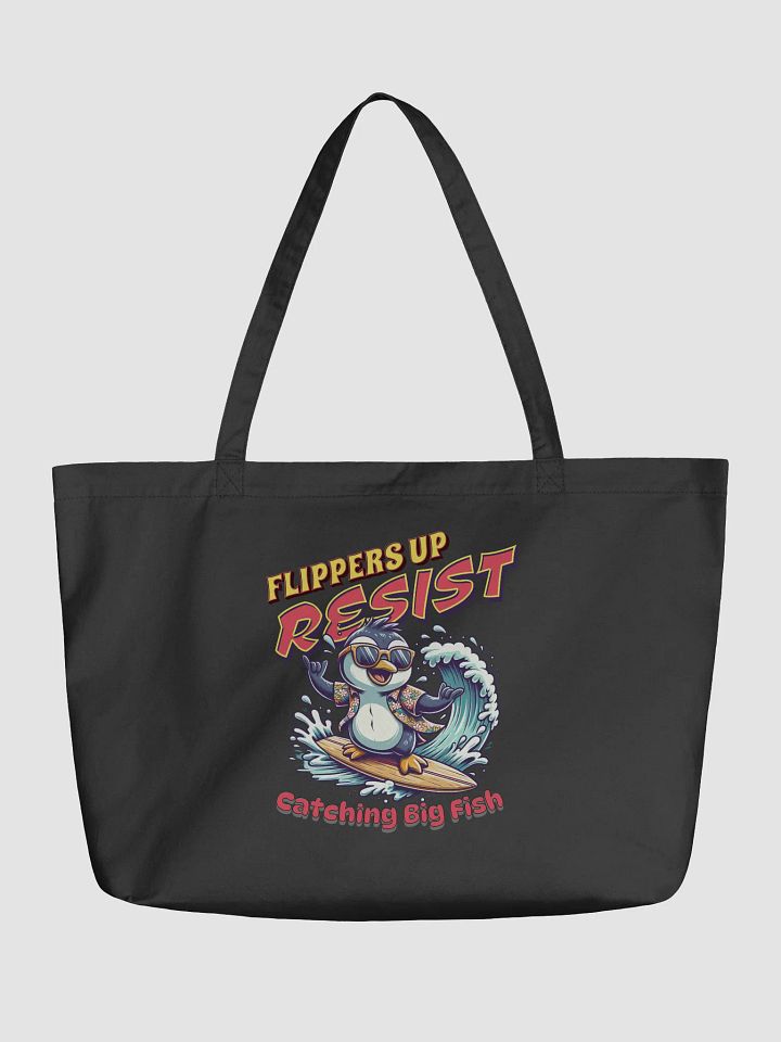 Flippers Up Resist Catching Big Fish Penguin Surfing Paradise Eco Tote product image (2)