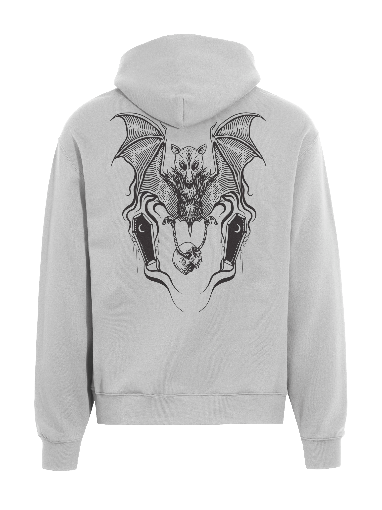 Grey Gothic Bat and Skull Oversized Hoodie product image (1)