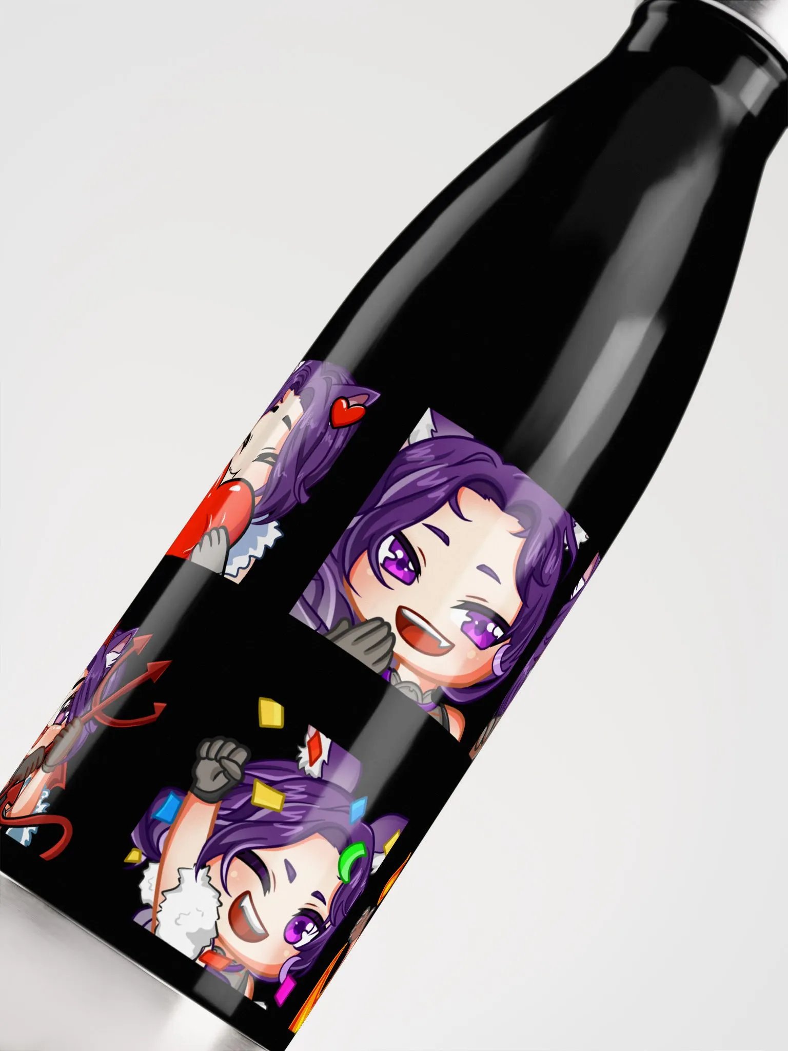 Alpha_Wolf_Luna Emote Stainless Steel Water Bottle product image (5)