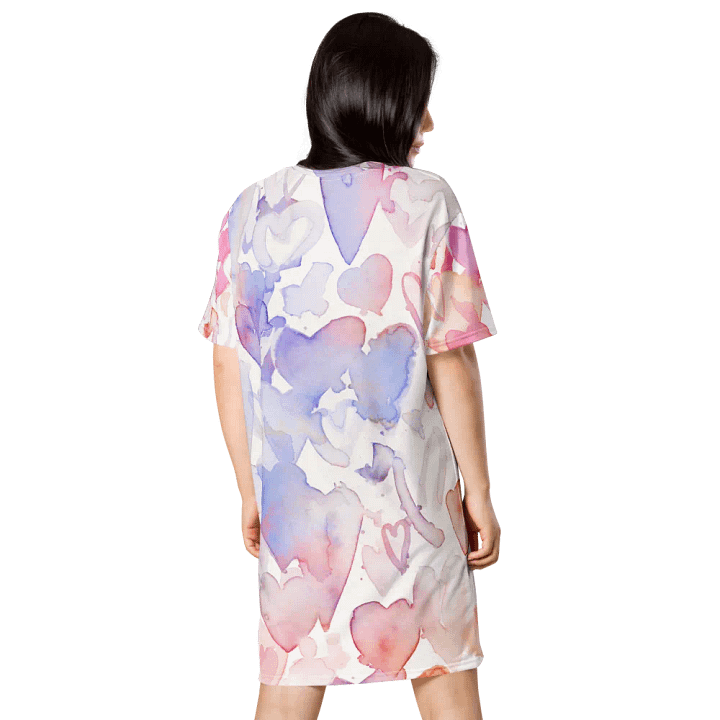 Happy Valentine Love seamless watercolour Pink and Blue hearts Pattern T-shirt Dress product image (1)