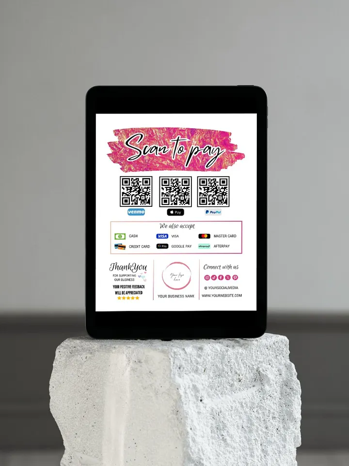 Pink Marigold - Scan To Pay QR Code Sign Template product image (2)