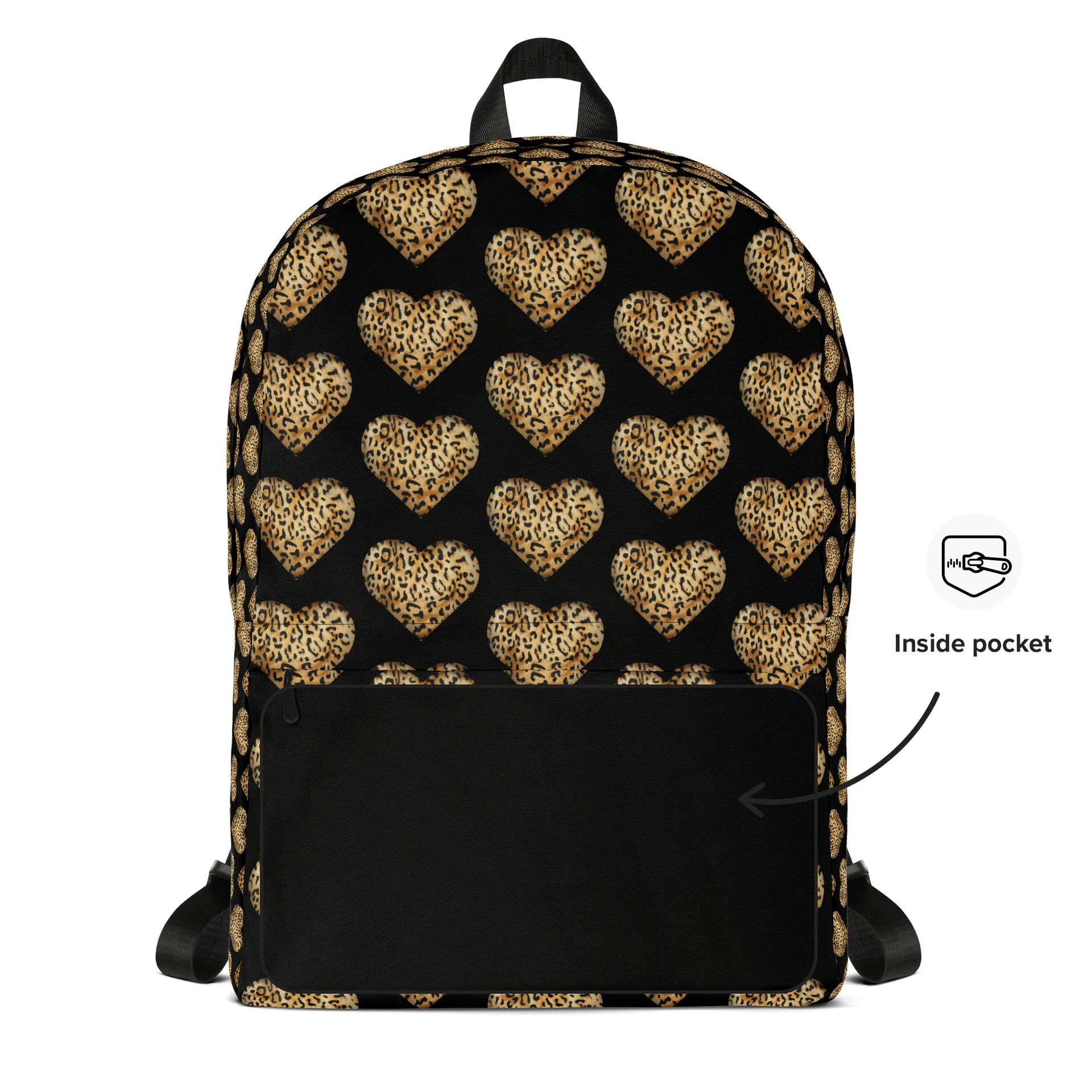 Leopard Skin Farbric Heart in Orange Gold - All-Over Print Backpack product image (7)