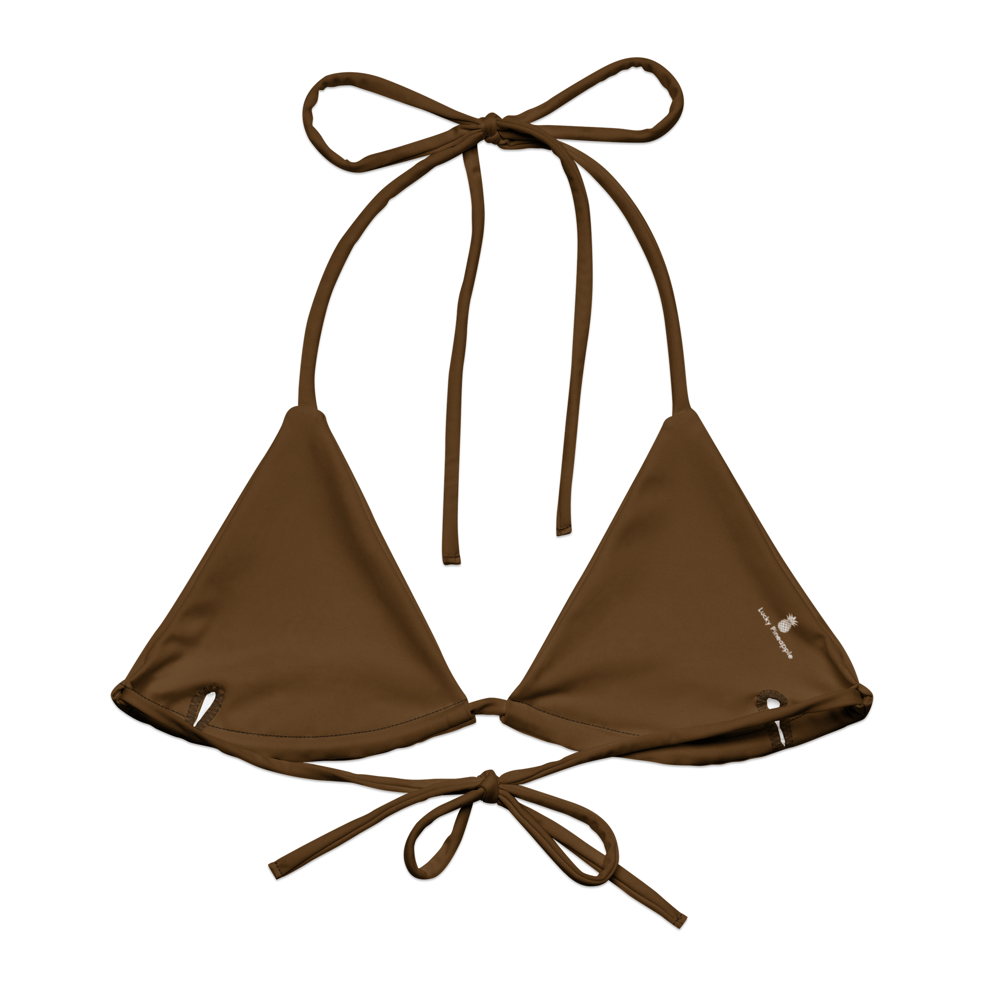 Chestnut Brown Solid Color String Bikini Top product image (2)