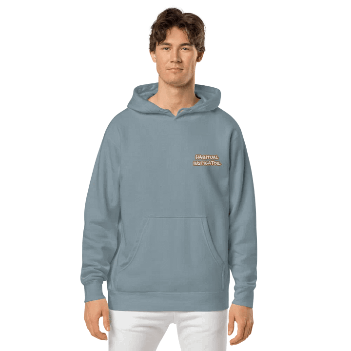 Habitual Instigator (L.C. brown bubble design 2) embroidered pigment hoodie product image (2)