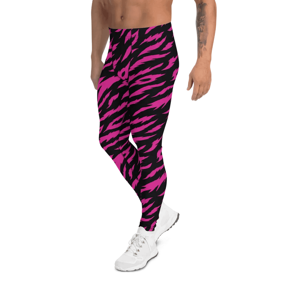 Wild Tiger Pink Stripes Men's Leggings product image (7)