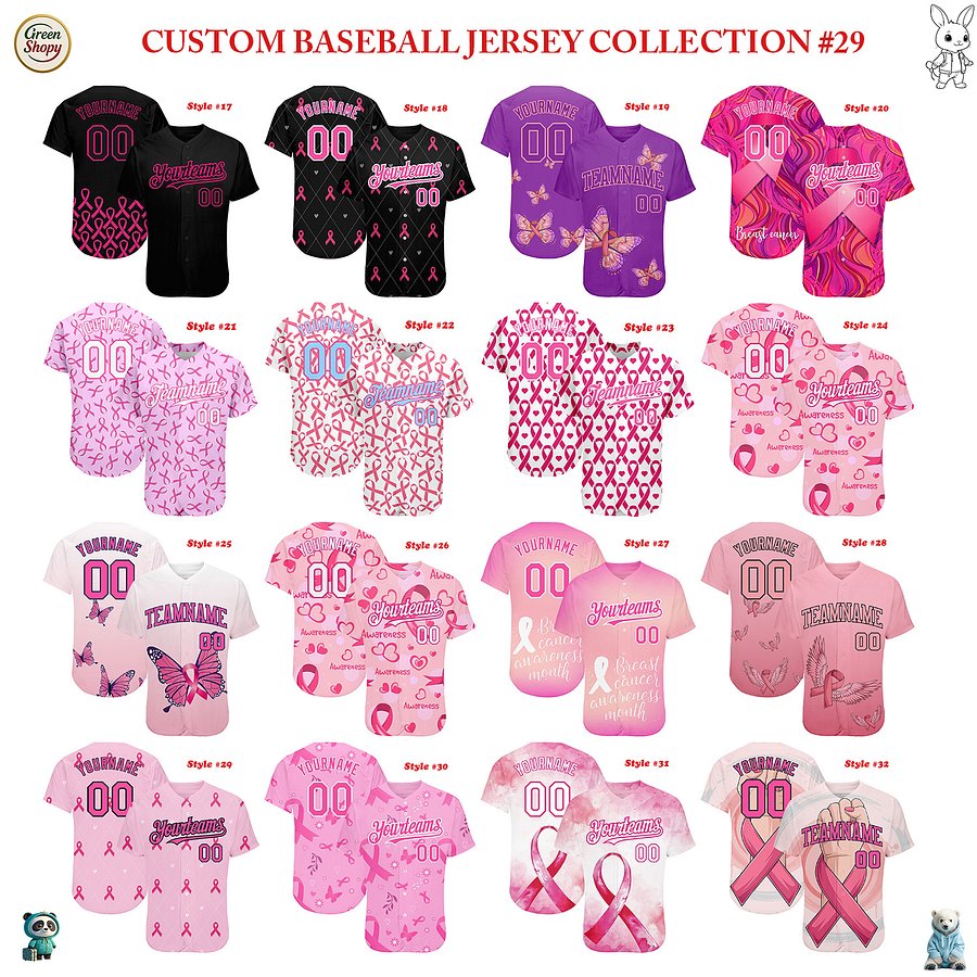 Authentic Baseball Jersey, Custom Baseball Jersey, Personalized Sport Jersey, Colorful, Flowers, Number, Logo, Love, Ribbon Gift product image (2)