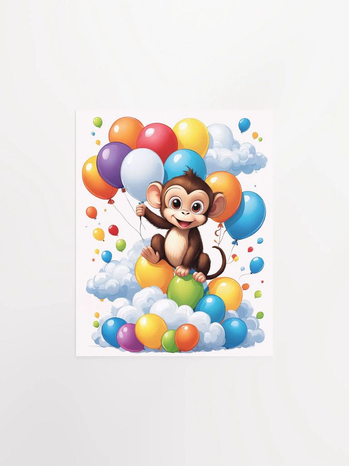 Baby Monkey - Poster - Nursery-Kids Room - Small-Standard Sizes - 8x10-11x14-12x16-16x20 Inches product image (2)