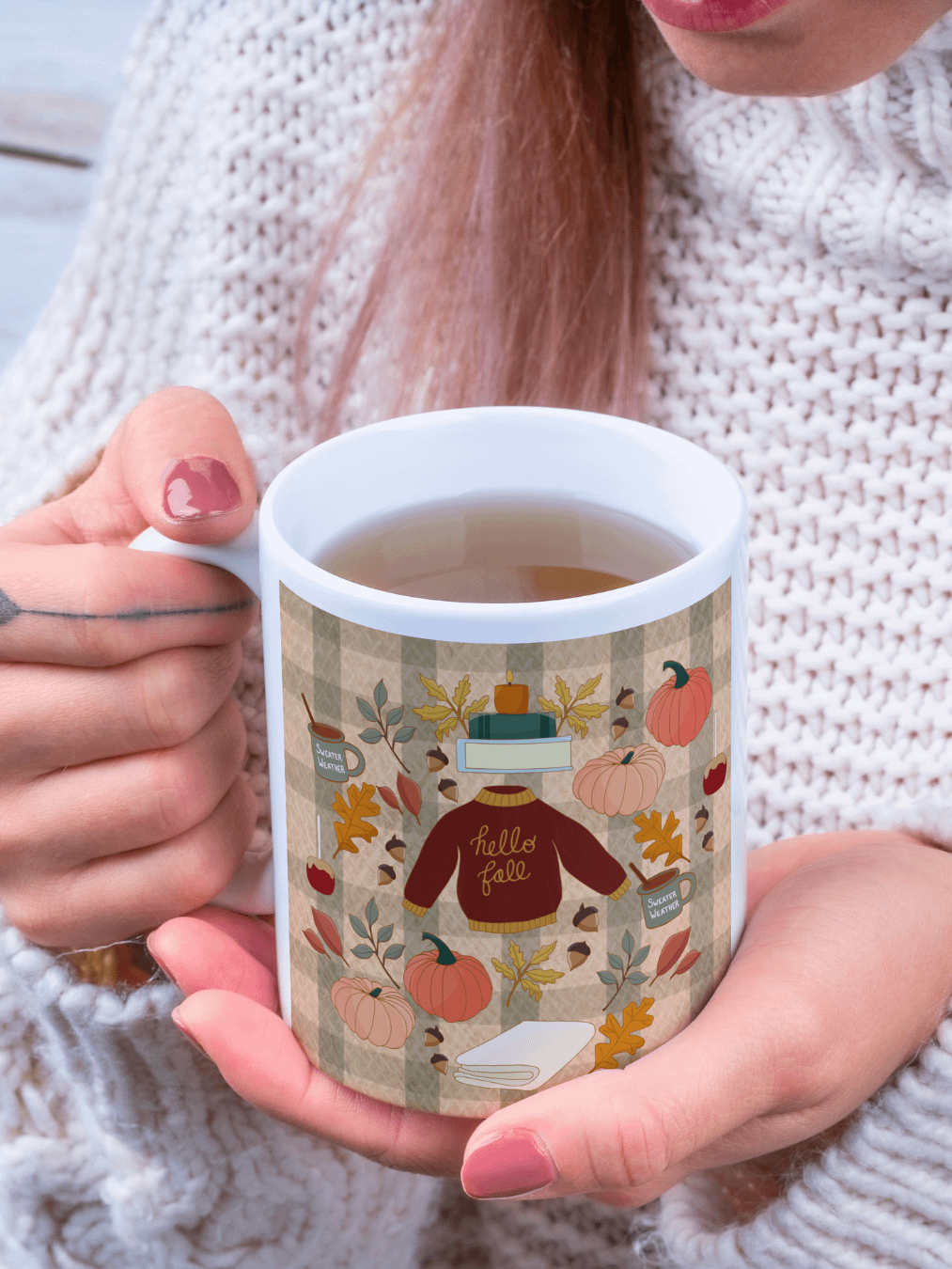 Cozy Fall Design with Gingham Background Mug product image (1)