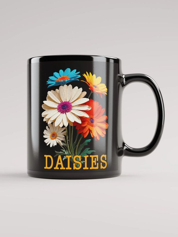 Floral Graphic | Black Coffee Mug | Daisies product image (2)