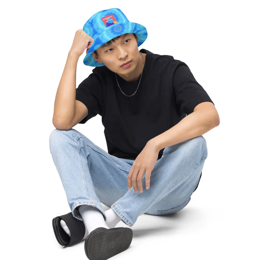 Abstract Circular Pattern in Blues Unisex Bucket Hat product image (4)