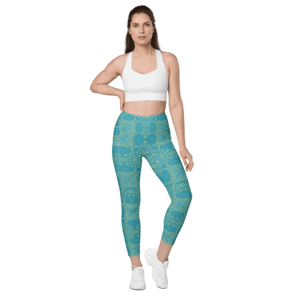 Turq Lime All-Over Print Leggings with Pockets product image (2)
