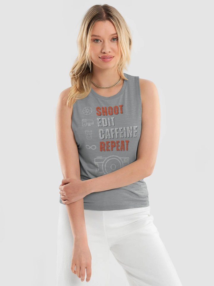 Shoot Edit Caffeine Repeat Flowy Muscle Tank product image (2)