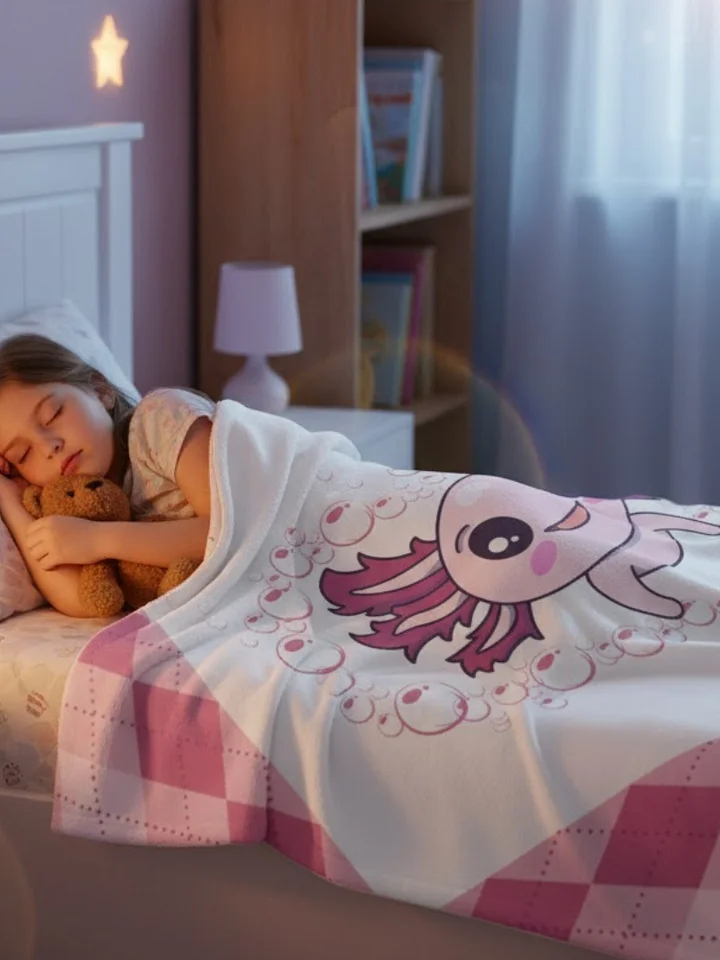 Pink And White Axolotl Blanket product image (1)