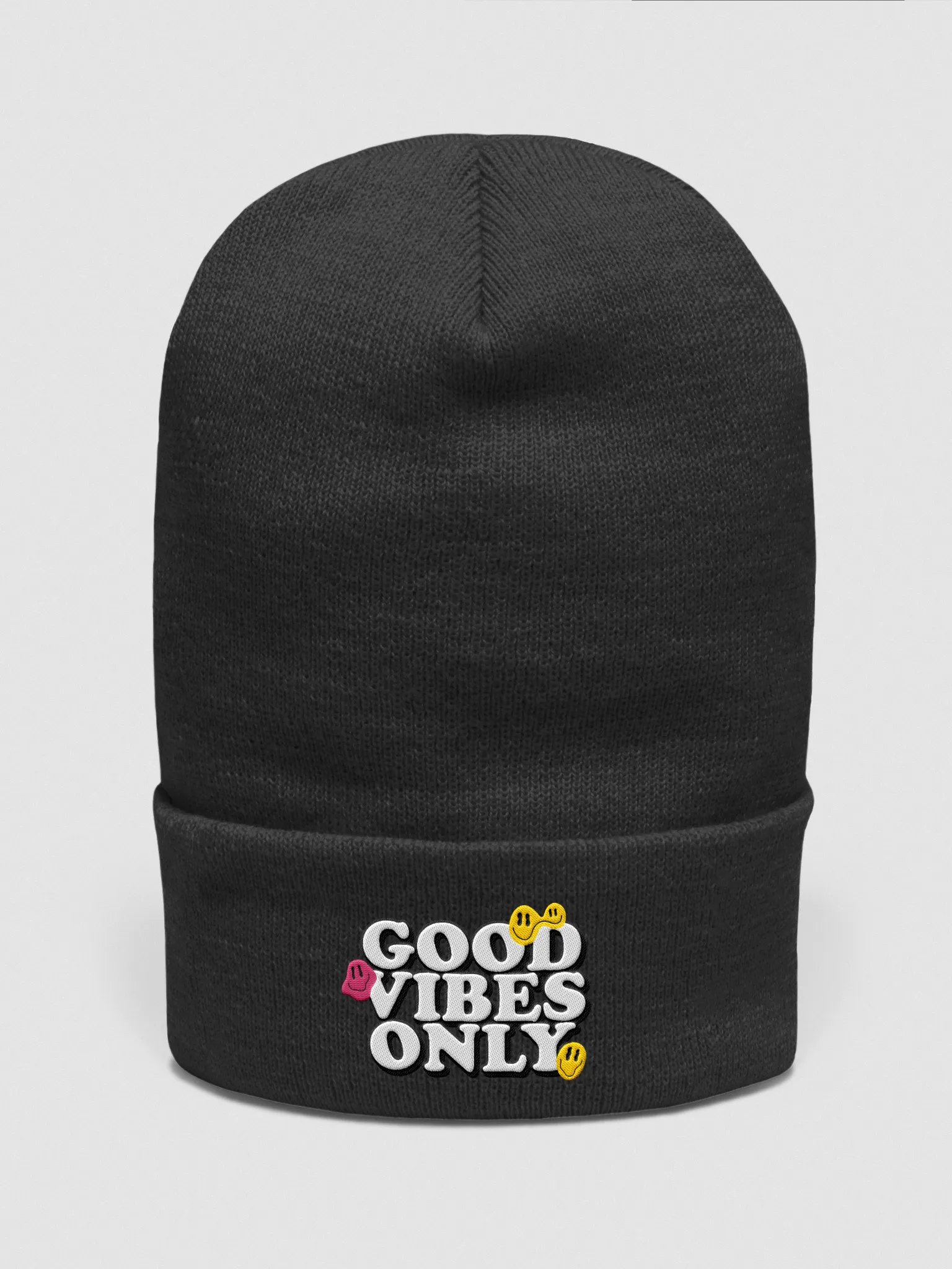 Good Vibes Knit Beanie – Midnight Charcoal Edition product image (1)