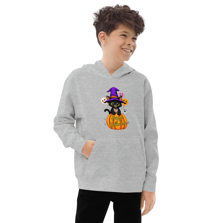Witchy Sitting Pumpkin Cat Youth Pullover Fleece product image (25)