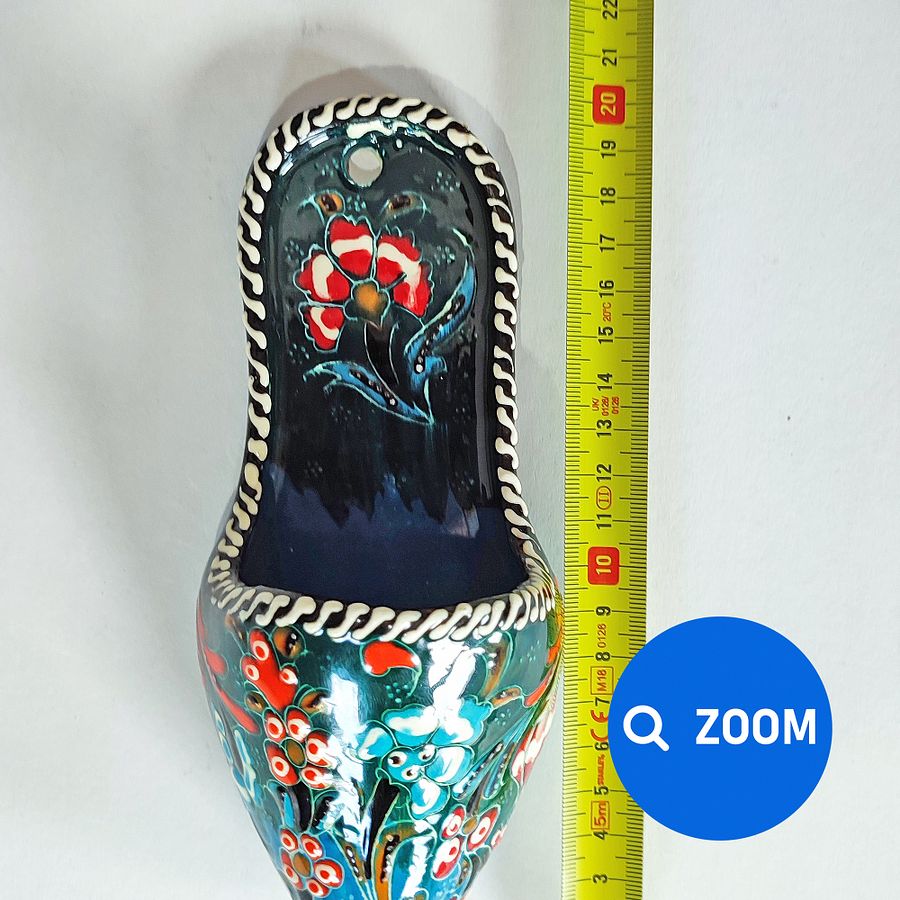 Ceramic wall decor, shoes (Terlik, blue) — handmade pottery, handmade ceramic, home decor, handmade gift, Turkish ceramic product image (8)