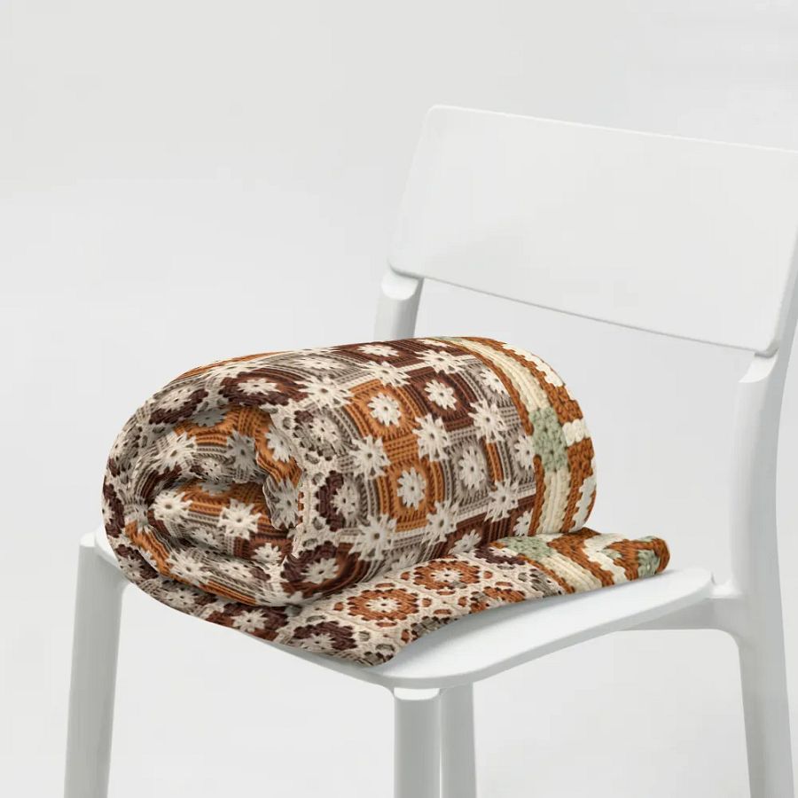 Fall Colors Granny Knit Patchwork Throw Blanket product image (11)