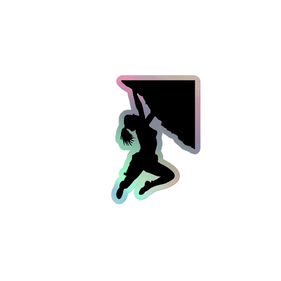girl bouldering holographic sticker product image (1)