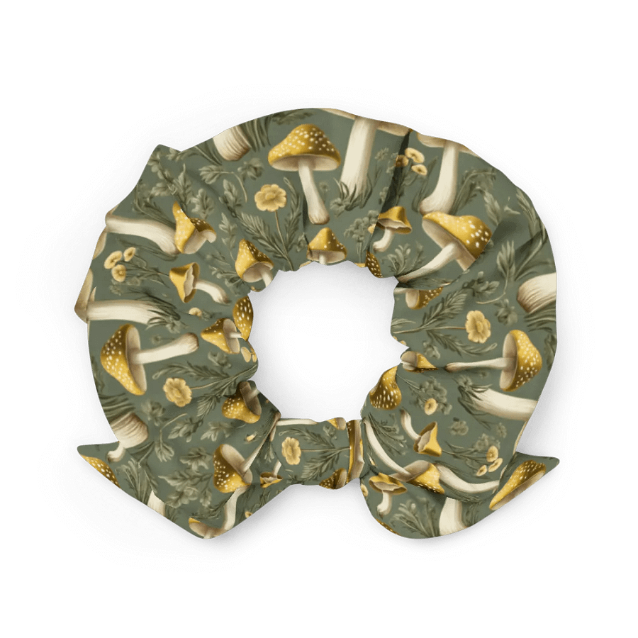 Hair Scrunchie - Golden Mushrooms on Light Green product image (3)