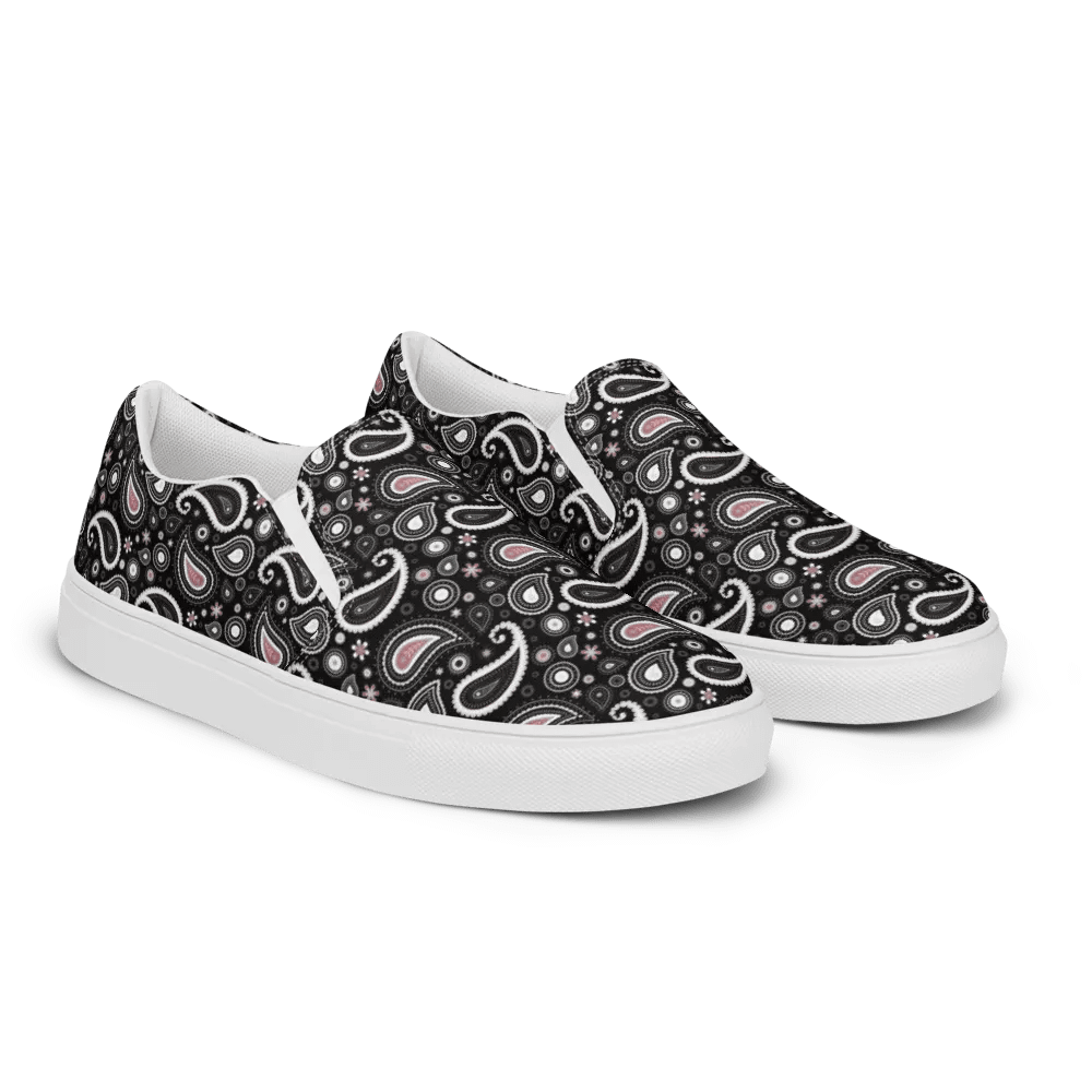 Black Paisley Dreams Men's Slip-On Shoes product image (9)