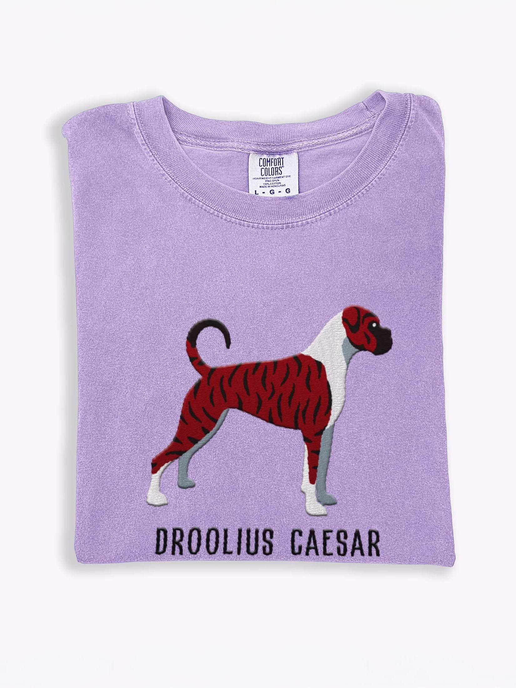 Droolius Caesar T-Shirt(Embroidered) of a Boxer(Brindle & White) product image (1)
