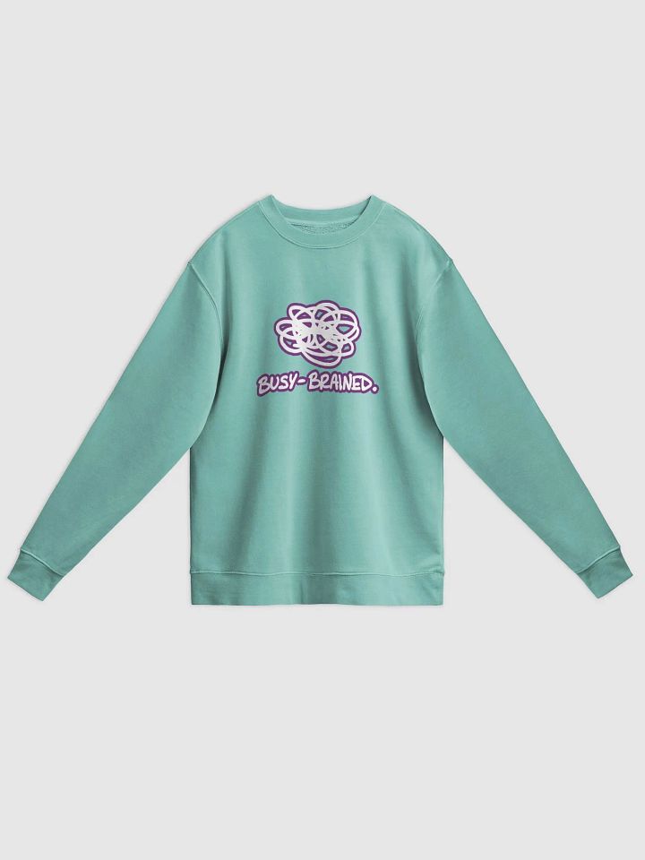 BUSY-BRAINED (lined design, #763D7D) printed pigment crewneck product image (15)