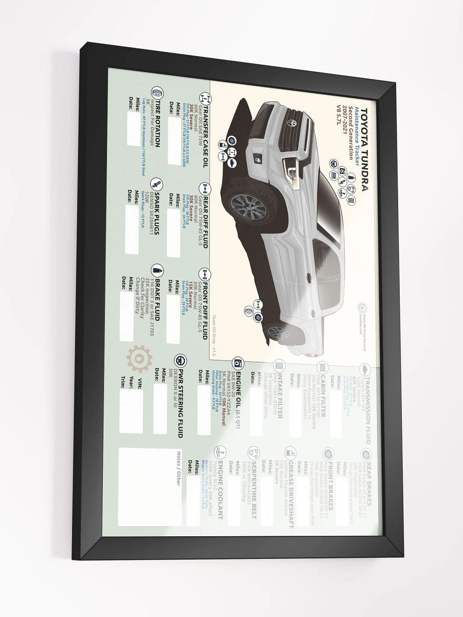 2ND GEN TUNDRA MAINTENANCE TRACKER - White (Framed) product image (4)