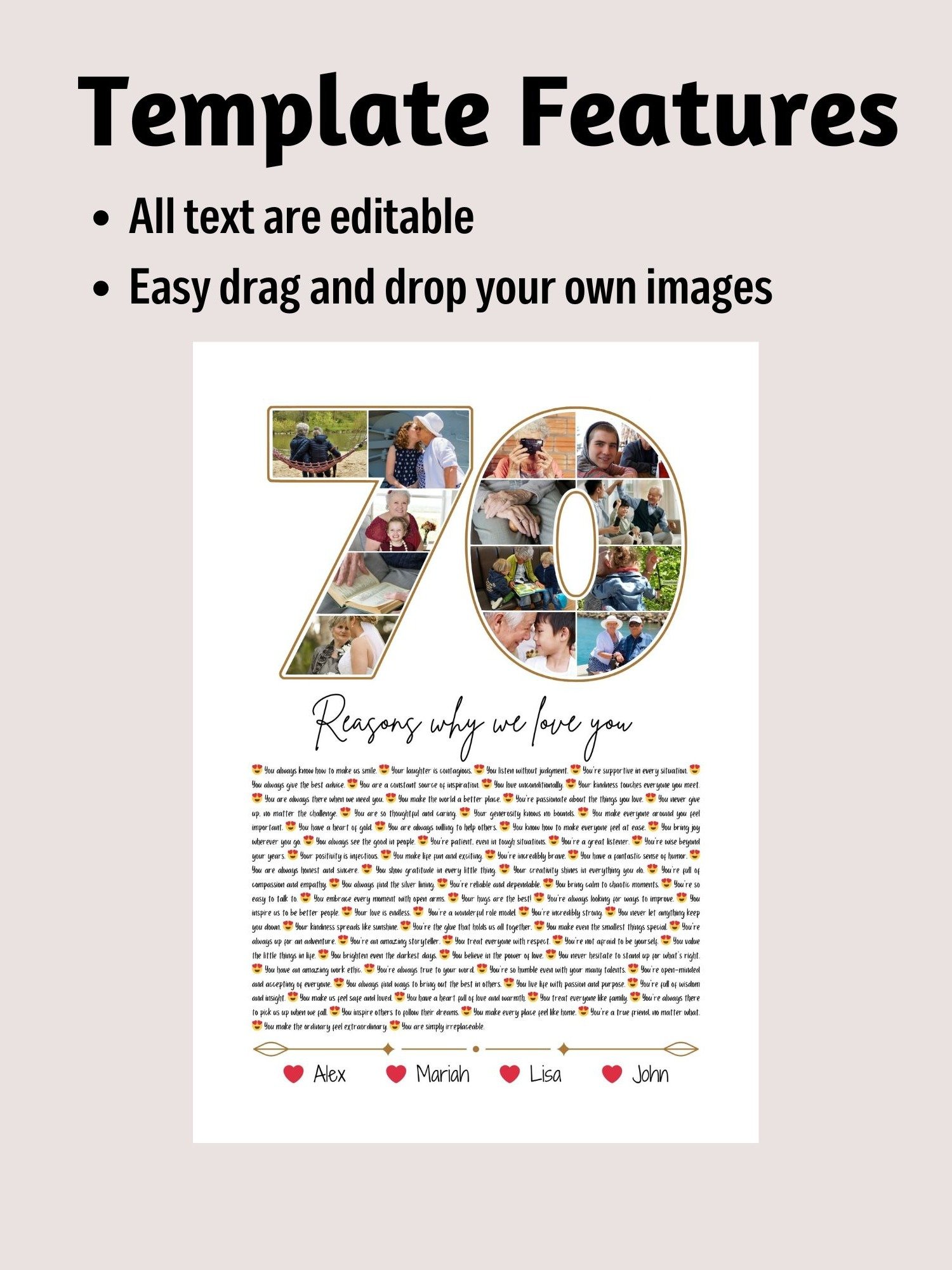 70 Reasons Why We Love You Canva Template product image (5)