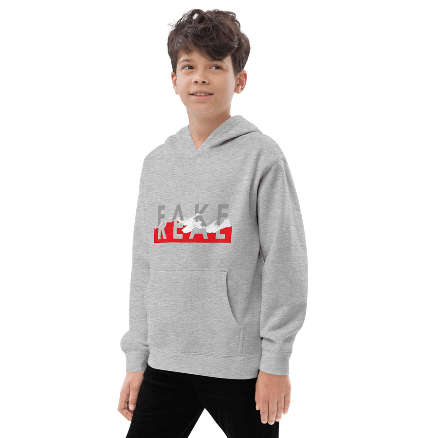 Kids Youth Pullover Fleece Fake Real Slogan product image (3)