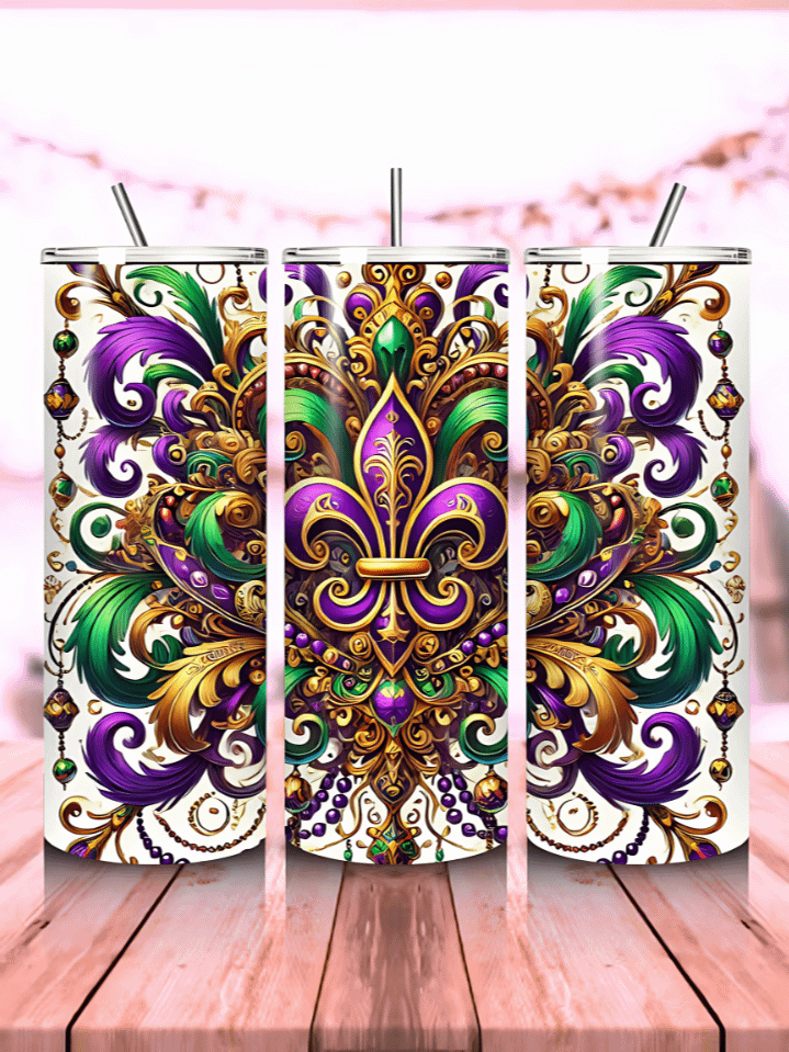 Mardi Gras Tumbler Wrap – 20oz Sublimation PNG Design – Vibrant and Festive Carnival Style – Perfect for Celebration Tumblers – Instant Digital Download – High-Resolution 300 DPI product image (1)