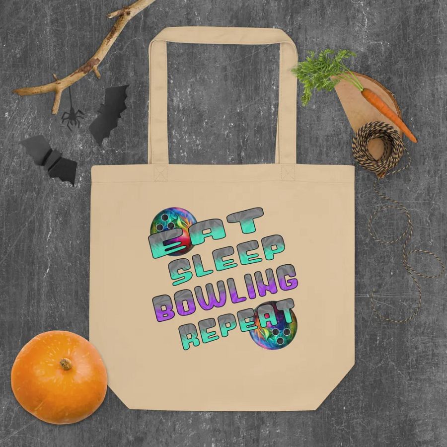 Eat Sleep Bowling Repeat Angle Vibrant Ball Tote Bag product image (4)