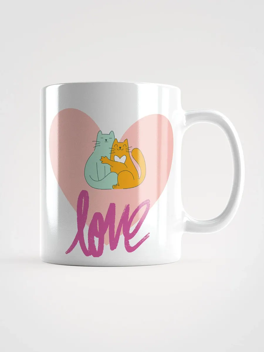 White Glossy Mug Lovely Cats product image (1)