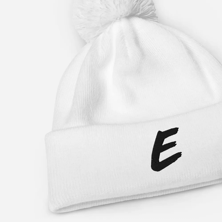 E Bobble Beanie White product image (3)